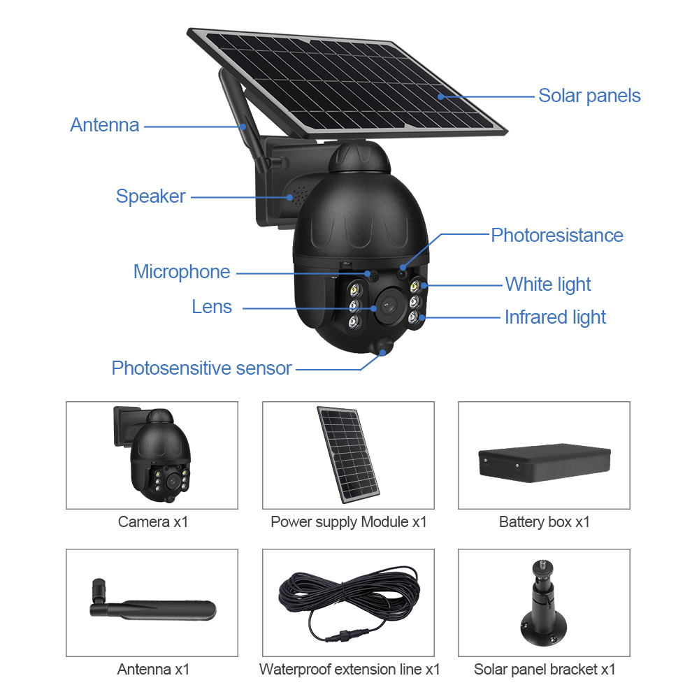 1080P 4G card wireless wifi solar camera